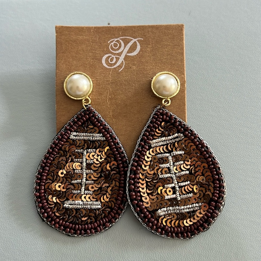 Sequin Football Earrings